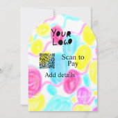 スキャンして支払う追加Q Rビジネスロゴ虹のウォータコール 招待状 (裏面)