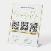 スキャンして支払う金ゴールドビジネスロゴ支払い3 QRコード 台座サイン (正面)