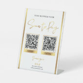 スキャンして支払う金ゴールドロゴビジネス支払いQRコード 台座サイン (正面)