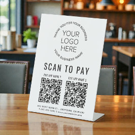 スキャンして支払う2つのQRコードビジネス ロゴ 台座サイン