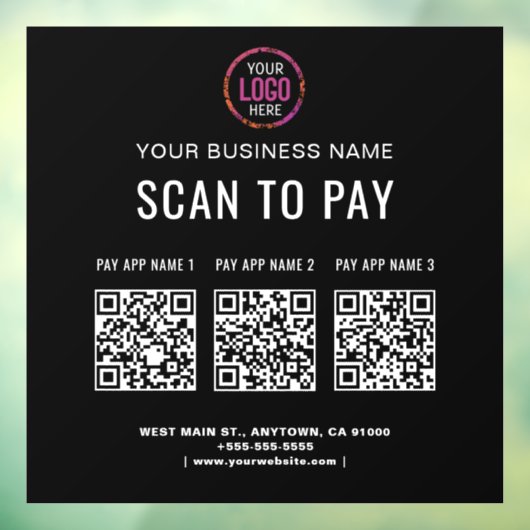 スキャンして支払う 3つのQRコード 企業ロゴ ウィンドウサイン (シート3)