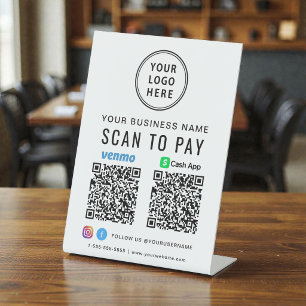 スキャンして支払う CashApp Venmo QRコードロゴ 台座サイン