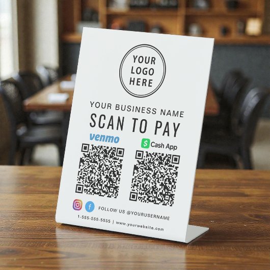 スキャンして支払う CashApp Venmo QRコードロゴ 台座サイン