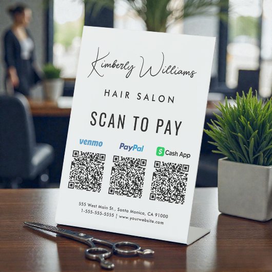 スキャンして支払う Paypal Venmo CashApp QRコード ビジネス 台座サイン