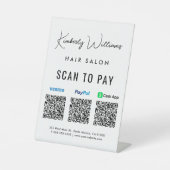 スキャンして支払う Paypal Venmo CashApp QRコード ビジネス 台座サイン (正面)