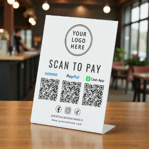 スキャンして支払う Paypal Venmo CashApp QRコード ロゴ 台座サイン