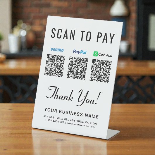 スキャンして支払う Paypal Venmo CashApp QRコード 台座サイン