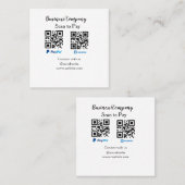 スキャンして支払うq rコードpaypal venmoあなたのウェブサイトを追加 スクエア名刺 (正面/裏面)