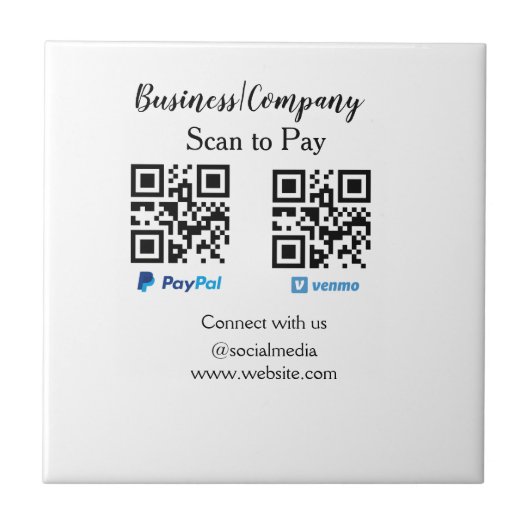 スキャンして支払うq rコードpaypal venmoあなたのウェブサイトを追加 タイル (正面)