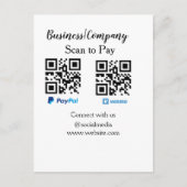 スキャンして支払うq rコードpaypal venmoあなたのウェブサイトを追加 ポストカード (正面)