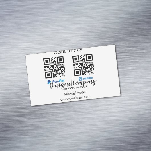 スキャンして支払うq rコードpaypal venmoあなたのウェブサイトを追加 マグネット名刺 (インサイチュ)