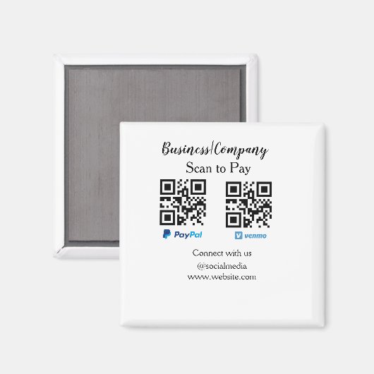 スキャンして支払うq rコードpaypal venmoあなたのウェブサイトを追加 マグネット (正面/裏面)