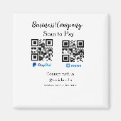 スキャンして支払うq rコードpaypal venmoあなたのウェブサイトを追加 マグネット (正面)