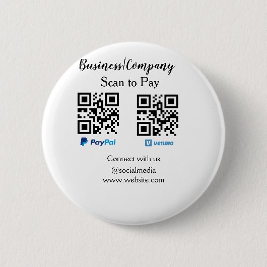 スキャンして支払うq rコードpaypal venmoあなたのウェブサイトを追加 缶バッジ (正面)