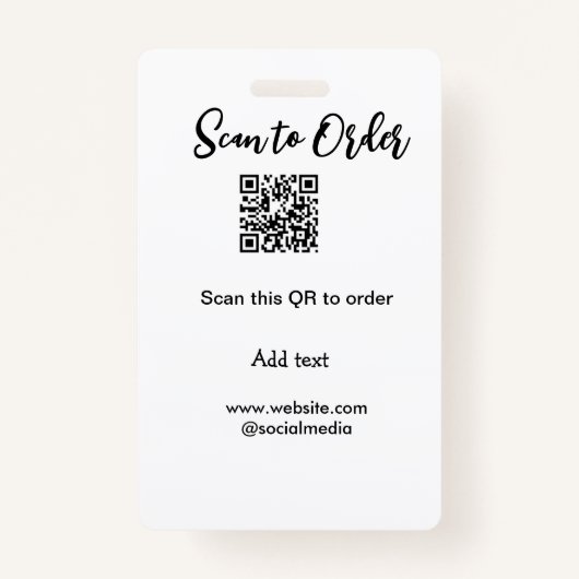 スキャンして注文スキャンQRコード追加Webサイトの電子メール バッジ (正面)