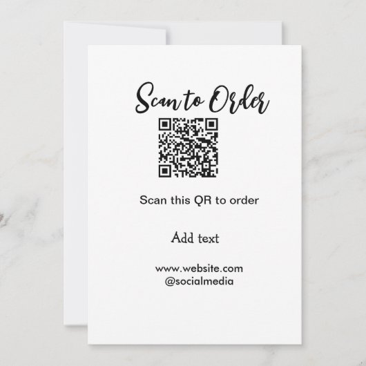 スキャンして注文スキャンQRコード追加Webサイトの電子メール 招待状 (正面)