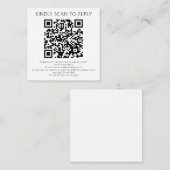スキャンして返信QRコード白黒結婚式RSVP エンクロージャーカード (正面/裏面)