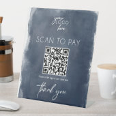 スキャンして青いエレガントビジネスサインを支払う 台座サイン (インサイチュ)