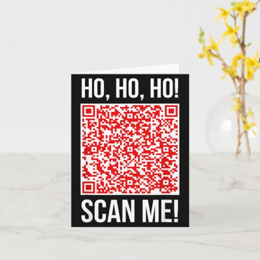 スキャンして！QRコードをスキャンして 笑えるサンタ クリスマス カード (黄色い花)