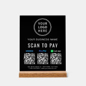 スキャンしてPaypal Venmo CashApp QRコードロゴ アクリルサイン (正面)