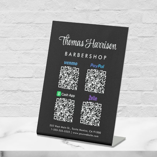 スキャンしてPaypal Venmo CashApp Zelle QRコード 台座サイン