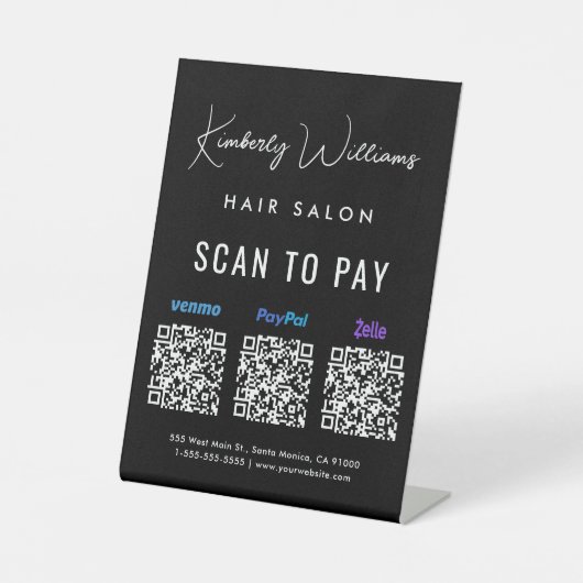スキャンしてPaypal Venmo Zelle QRコードビジネス 台座サイン (正面)