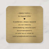 スキャンしてQRコードで出欠確認 ブラック＆ゴールド スクエア ウェディング エンクロージャーカード (裏面)