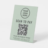 スキャンしてQRコードとロゴのビジネスセージを支払う 台座サイン (正面)