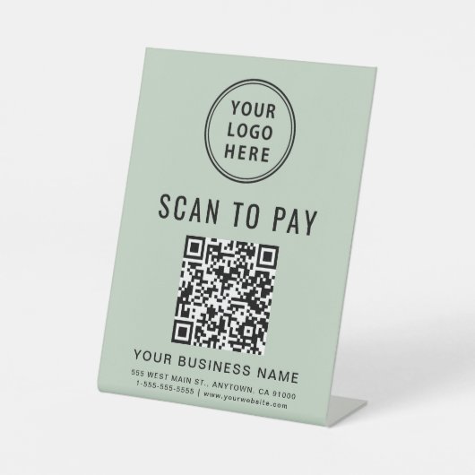 スキャンしてQRコードとロゴのビジネスセージを支払う 台座サイン (正面)