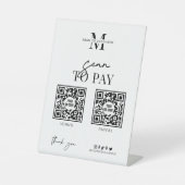 スキャンしてQRコードミニマリストブラック&ホワイトロゴを支払う 台座サイン (正面)