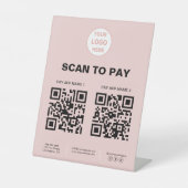 スキャンしてQRコードロゴピンクのビジネスを支払う 台座サイン (正面)