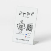 スキャンしてQrコー後を追ドをお支払モダンい白黒 台座サイン (正面)