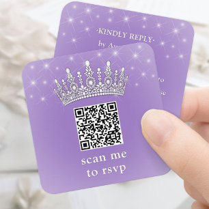 スキャンしてRSVP ケンカネーラ クラウン ライラックパープル エンクロージャーカード