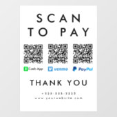 スキャンしてVenmo現金アプリPaypal 数々の QRコード ウィンドウサイン (シート)