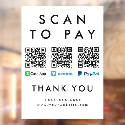 スキャンしてVenmo現金アプリPaypal 数々の QRコード ウィンドウサイン (シート2)