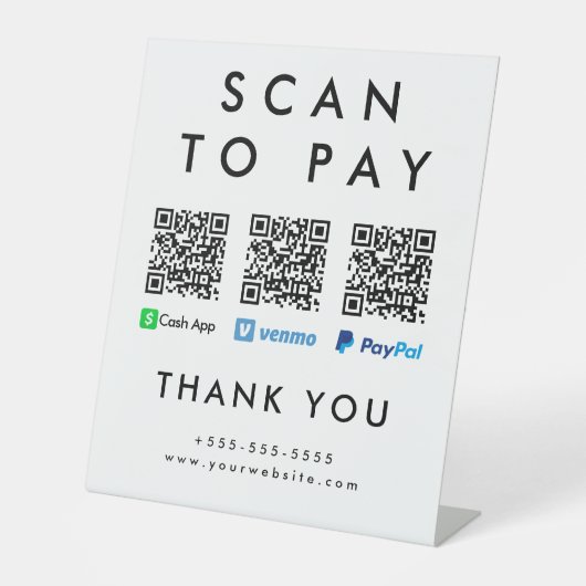 スキャンしてVenmo現金アプリPaypal 数々の QRコード 台座サイン (正面)