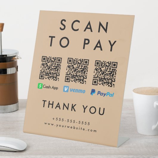 スキャンしてVenmo現金アプリPaypal 数々の QRコード 台座サイン (インサイチュ)