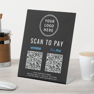 スキャンしてVenmo Paypal QRコードロゴブラック 台座サイン