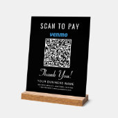 スキャンしてVenmo QRコードブラックを支払う アクリルサイン (傾斜)