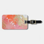 スキャンもし失ったカスタムQRコードモノグラムピモダンンク ラゲッジタグ (正面横)