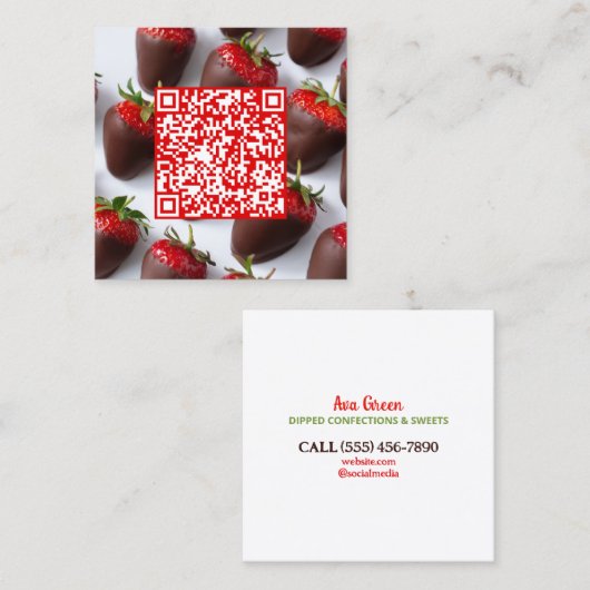 スキャンコードチョコレートイチゴ スクエア名刺 (正面/裏面)