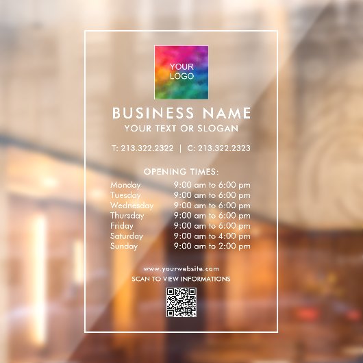 スキャンプライスリストQRコードロゴの営業時間シンプル ウィンドウサイン (シート2)