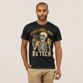 スキャンラベルブー処方箋テクノロジスト薬局ハロウィン Tシャツ (正面フル)