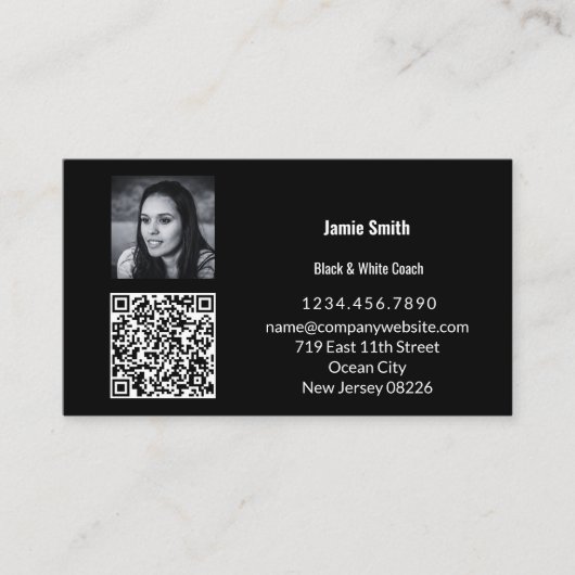 スキャン可能な写真QRコードの個人メッセージ 名刺 (正面)