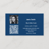 スキャン可能な写真QRコード個人メッセージブルー 名刺 (正面)