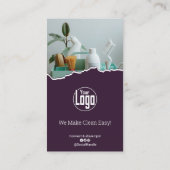 スキャン可能な紫とホワイトクリーナーの名刺 名刺 (裏面)