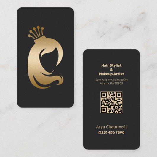 スキャン可能な美容師メイクアップアーティスト 名刺 (正面/裏面)