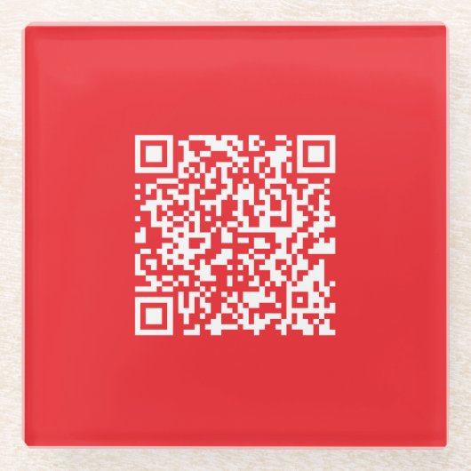 スキャン可能な赤（編集可能） QRコードの作成 ガラスコースター (正面)