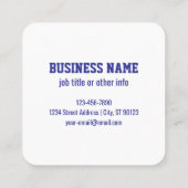 スキャン可能なQRコードの作成 | 編集可能ダークブルー スクエア名刺 (裏面)