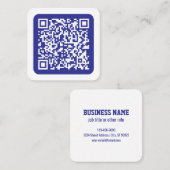 スキャン可能なQRコードの作成 | 編集可能ダークブルー スクエア名刺 (正面/裏面)